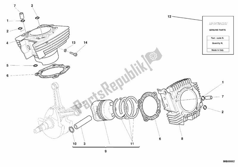 Tutte le parti per il Cilindro - Pistone del Ducati Supersport 750 SS 2000